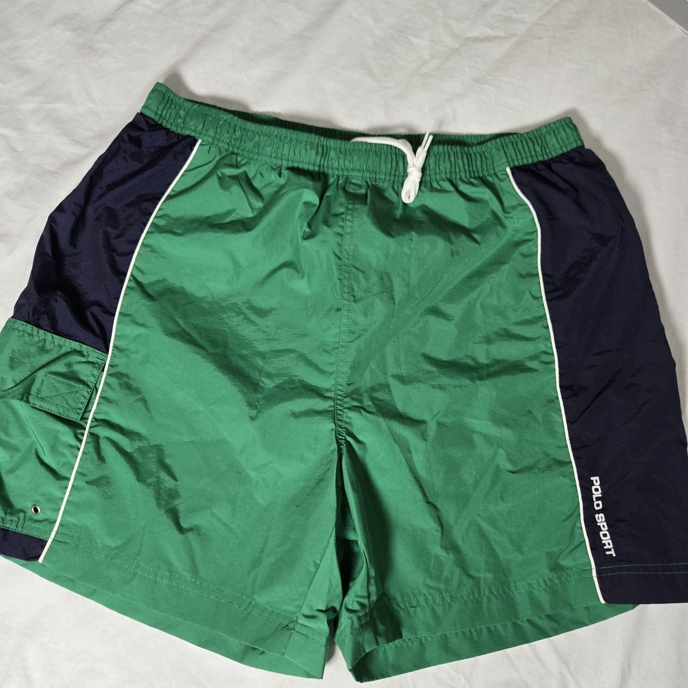 Polo‎ Sport Ralph Lauren Swim Shorts  Lined Swim Trunks Size XL Green/Navy EUC